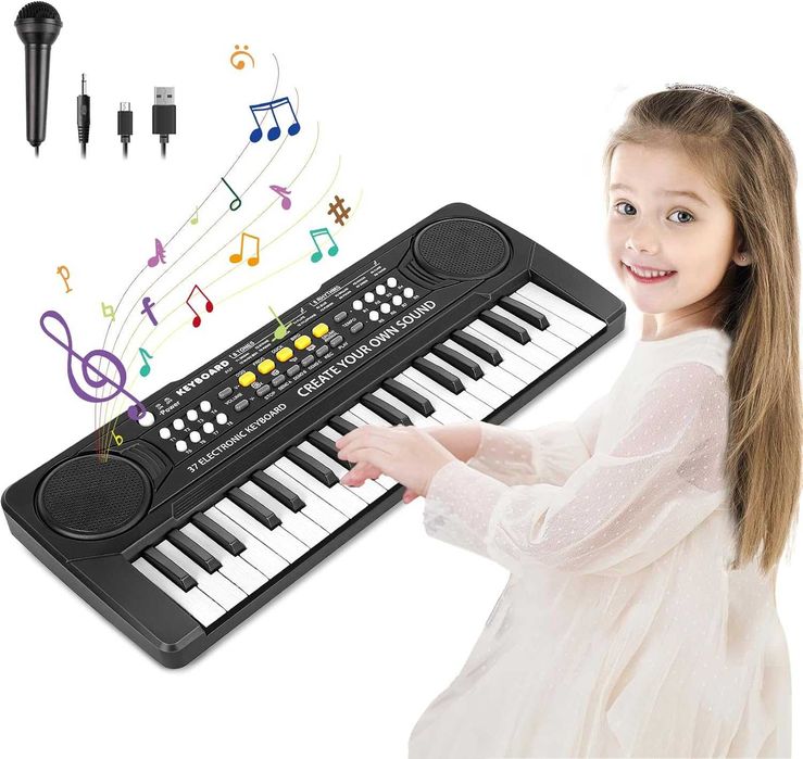 Teclado / Piano Infantil Musical 37 Teclas (Funcional / Ler Descrição)