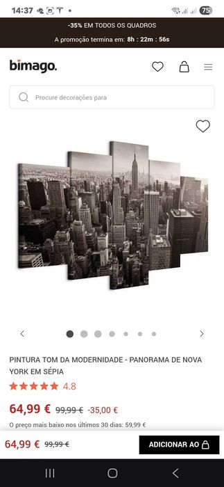 Vendo quadro vista de nova york