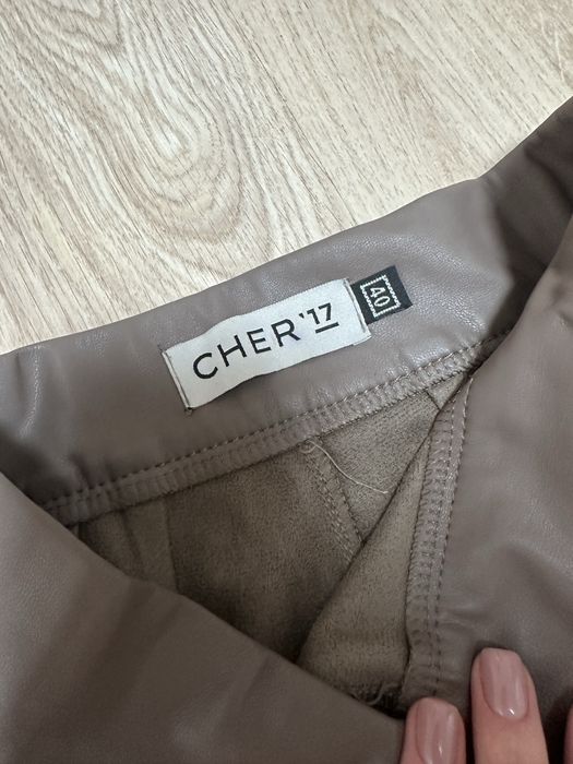 Штани шкіряні cher17 шоколадного кольору, розмір хс