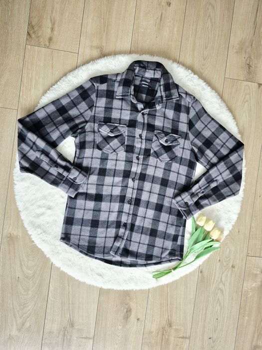 Bluza koszulowa damska polarowa ciepła koszula S 36 w kratę hit