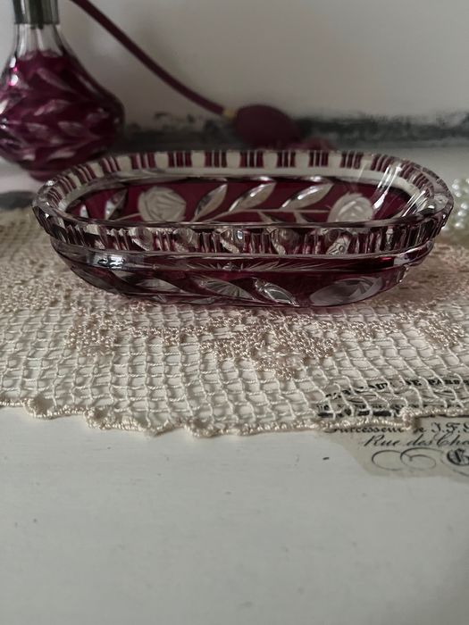 Przedwojenny niemiecki Art Deco kryształowy zestaw toaletowy unikat