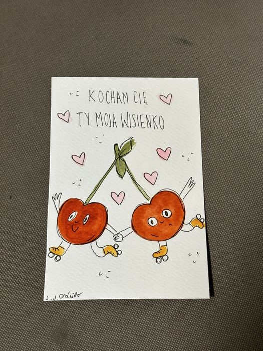 Kartka walentynkiwa walentynki wiśnia cherry boho miłość prezent