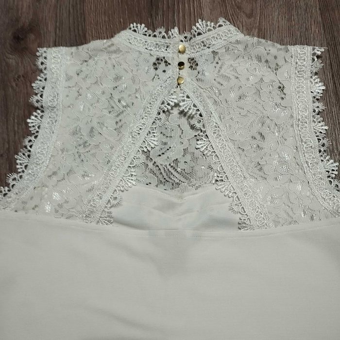 Женская святкова кружевная блузка ажурная блуза гипюровая цвет айвори
