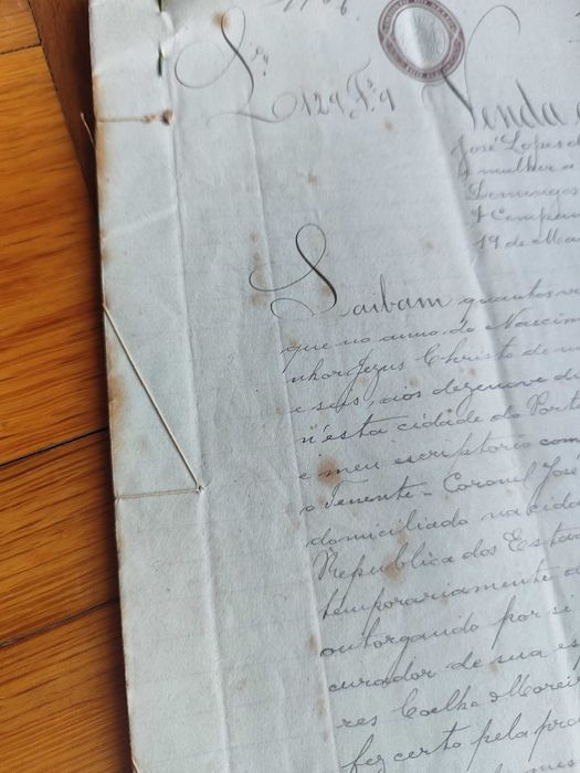 Documentos selados, encadernados, manuscritos séc. XIX/início XX