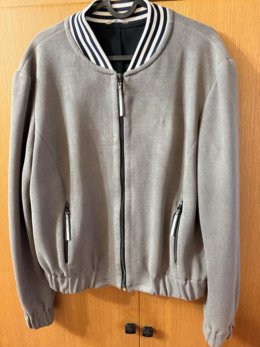 Бомбер жіночий флісовий сірий, на блискавці, оверсайз L–XL