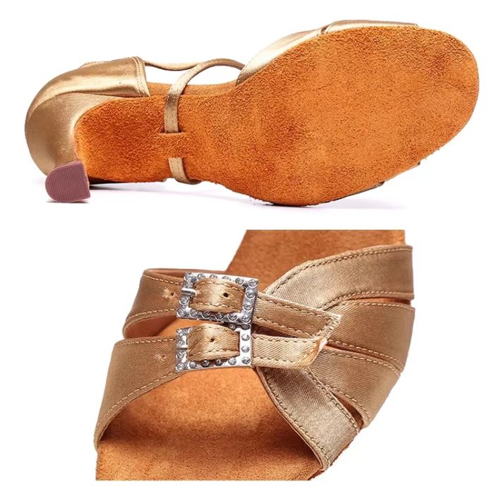 Buty taneczne damskie khaki rozmiar 35 obcas 7,5 cm wygodne