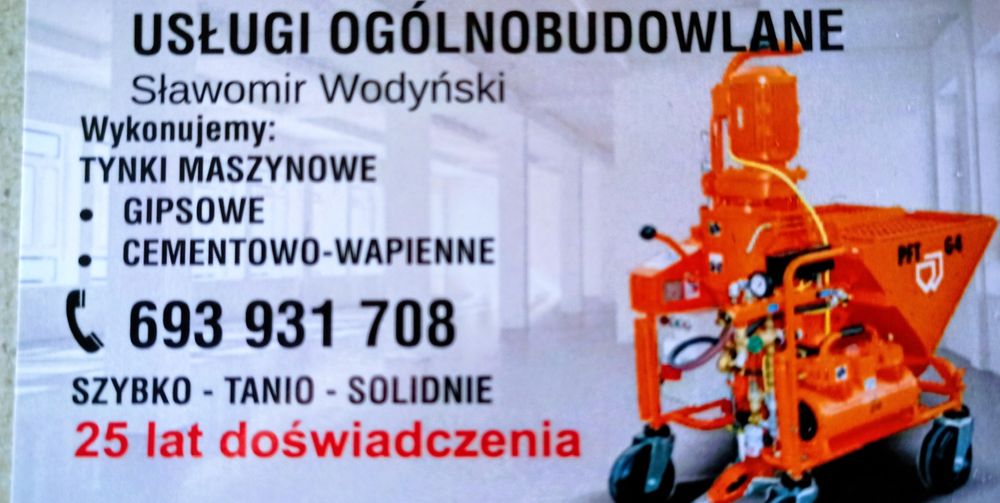 Tynki maszynowe  gipsowe.   SZYBKO-TANIO-SOLIDNIE