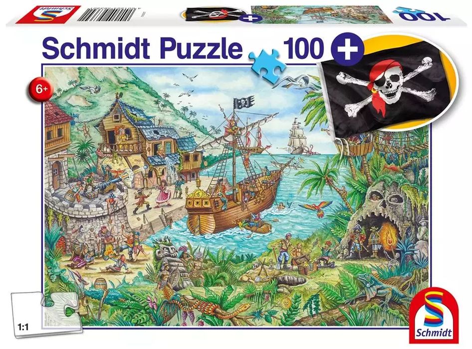 Puzzle 100 Zatoka piratów + flaga G3. Schmidt. Nowy Produkt