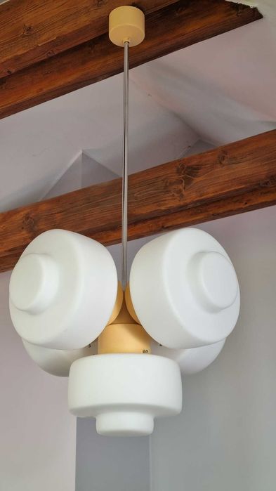 Lampa wisząca Space Age szkło opalowe J. Hůrka, Napako Czechosłowacja