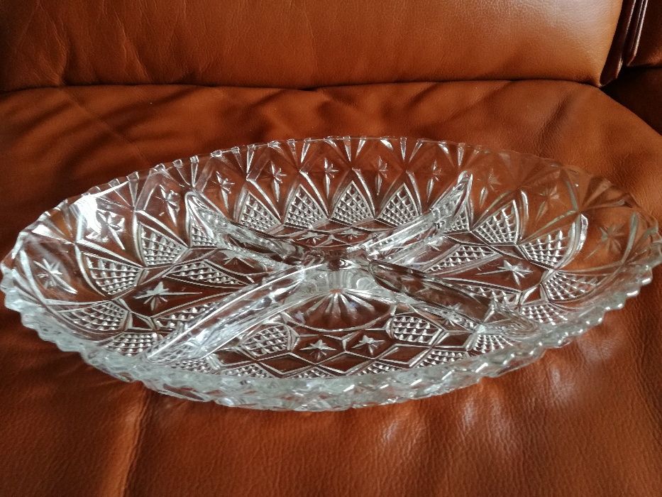Prato redondo e ou Travessa oval vidro cristal para aperitivos
