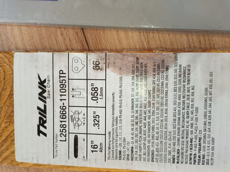 Zestaw tnący prowadnica 16cali łańcuch 325 40cm Husqvarna Makita