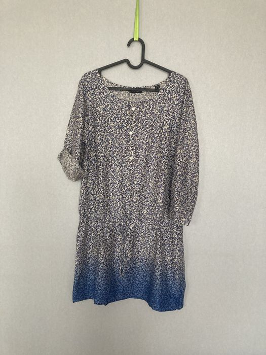 Tunika niebieska w kwiaty, rękaw ¾, Tchibo, rozm 38