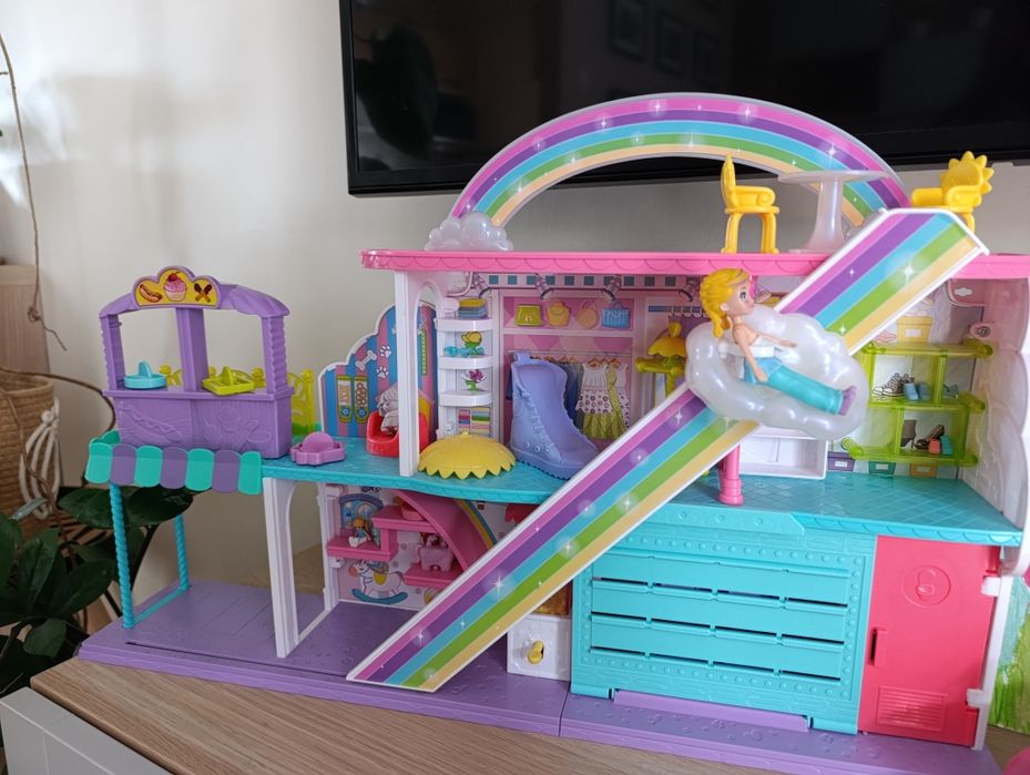 Domek Polly pocket tęczowe centrum handlowe akcesoria