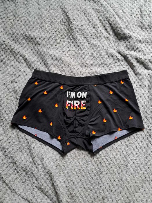 Bokserki męskie Super Gładkie, krótkie intimissimi M/L Czarne 35cm Hot Fire Ogień