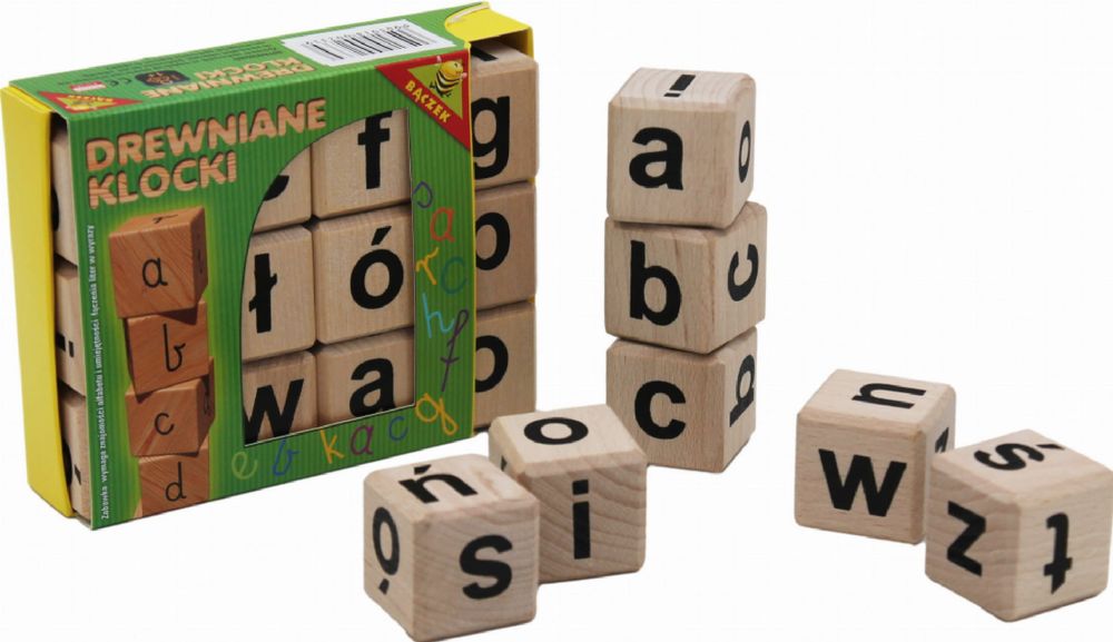 NOWE Klocki Drewniane EDUKACYJNE – Litery - Nauka Liter LITERKI Wooden