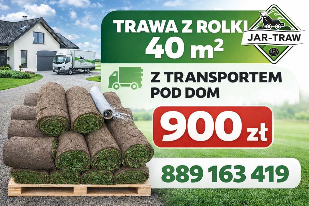 Trawa z rolki 40 m2 trawy w rolce z dostawą pod dom