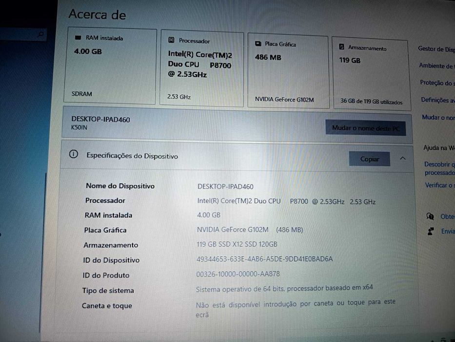 Portátil Asus K50IN