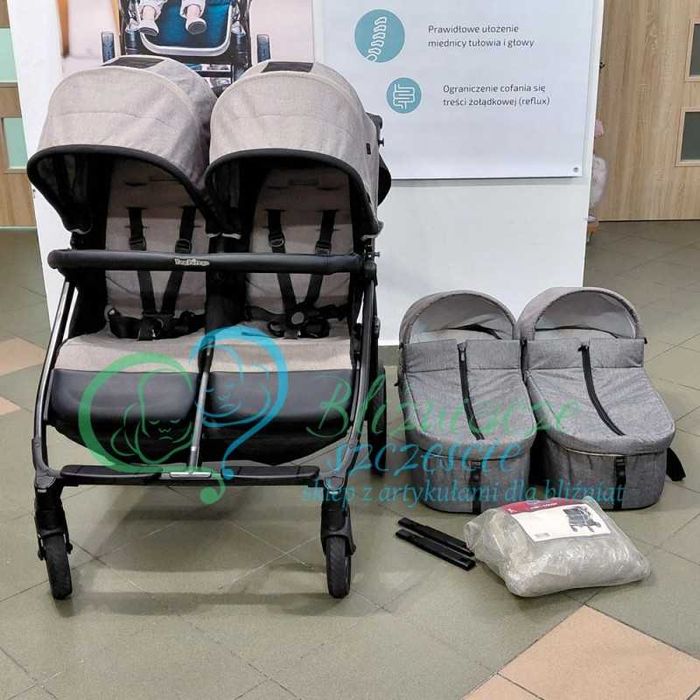 Wózek głęboko-spacerowy dla bliźniąt KOMIS