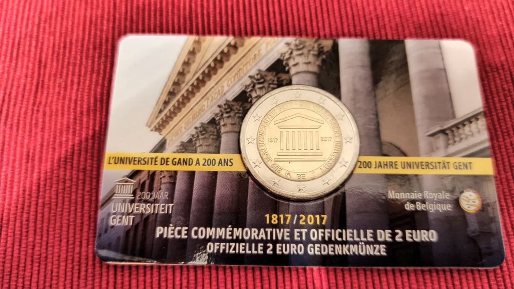Cartões coincards Bélgica 2 euros comemorativos