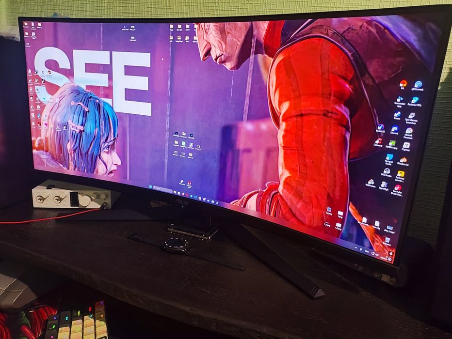 Продам НОВЫЙ монитор ASUS TUF 34" CURVED VG34VQL3A 180Гц.Разрешение 2K