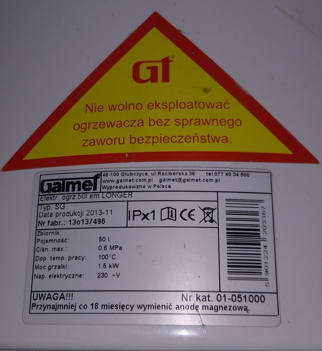 Bojler elektryczny Gelmet 50l