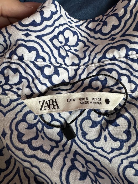 Синьо-біла сукня Zara з поясом-шнурком