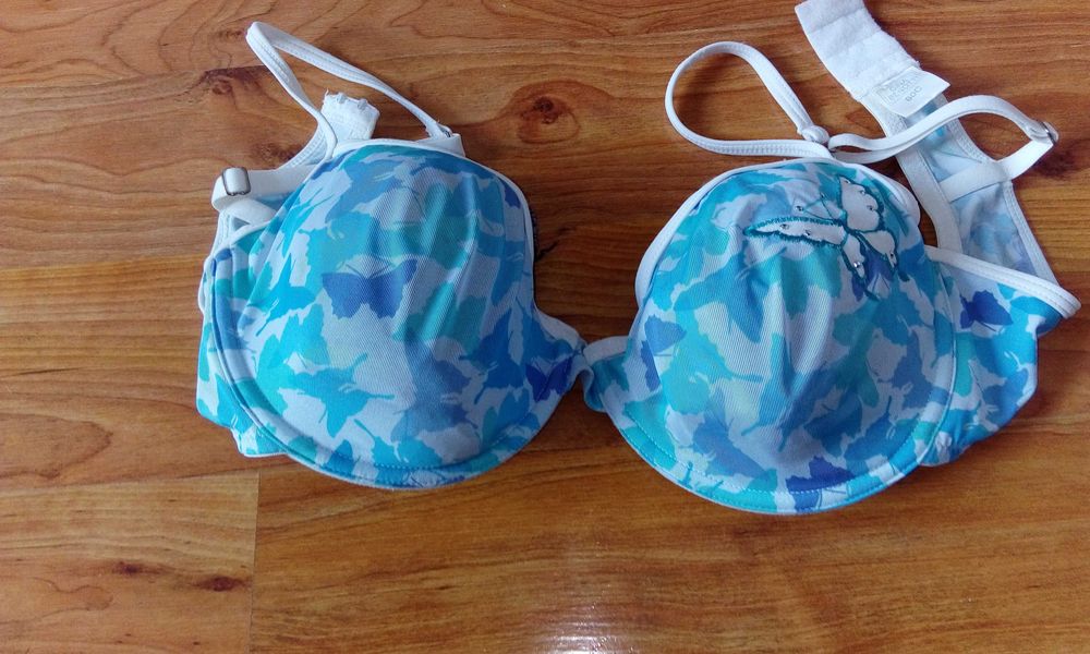 Biustonosz w motylki niebieski usztywniony 80C Nowy