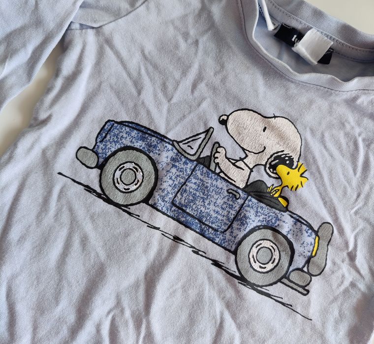 Niebieska bluzka lupilu długi rękaw 74/80 snoopy