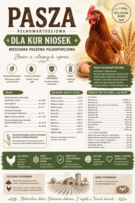 Pasza dla niosek Premium | Wysoka nieśność | Własna produkcja