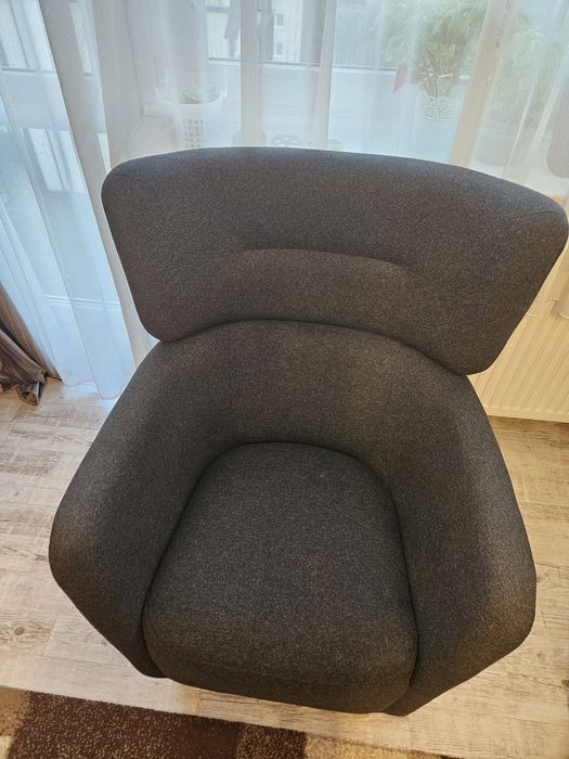 Fotel IKEA OSKARSHAMN. Fotel uszak, Gunnared czarnoszary