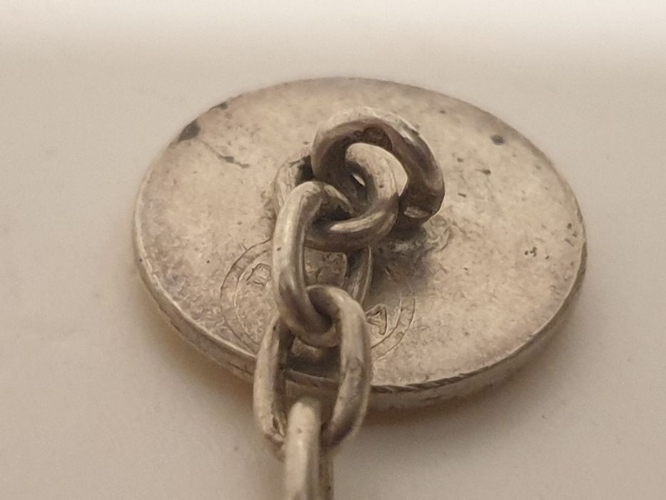 Lindos antigos botões de punho Rocha  em prata com ouro e madrepérola