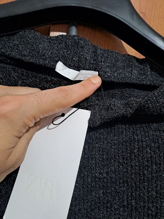Zara Calças Preto Mesclado Perna Larga