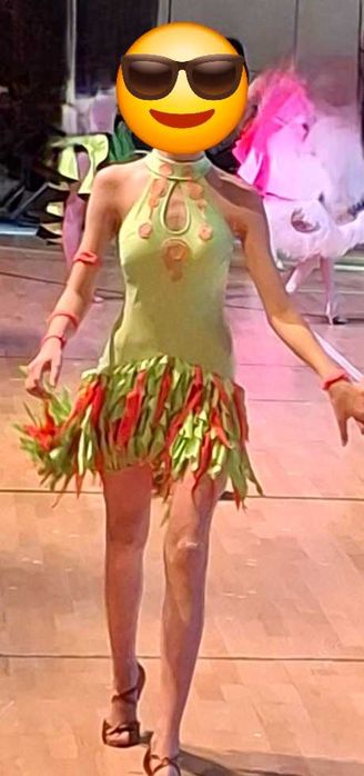 Sukienka do tańca latino niezdobiona na 12-13 lat rozmiar XS/S