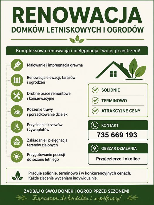RENOWACJA domków letniskowych i ogrodów