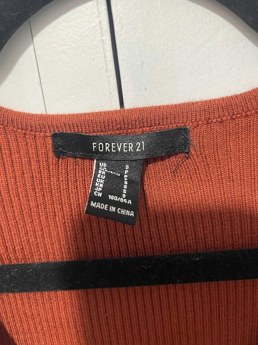 Vestido de Malha Canelada Forever 21 Terracota S / Ribbed Knit Dress