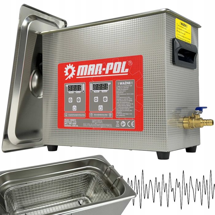 DUŻA MYJKA ULTRADŹWIĘKOWA 6,5L sterylizator, mycie części