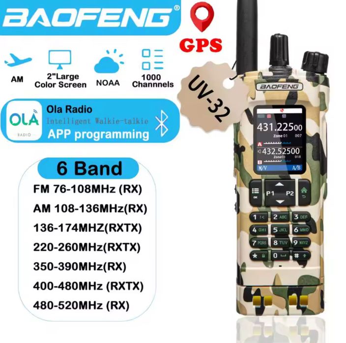 Baofeng UV-32 Camo радіо рація ptt gps