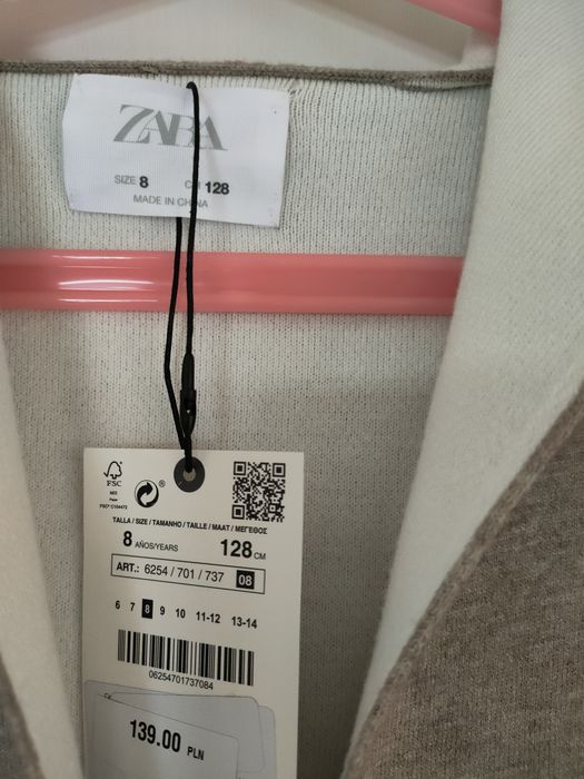 Płaszcz trencz z dzianiny Zara 128 Nowy
