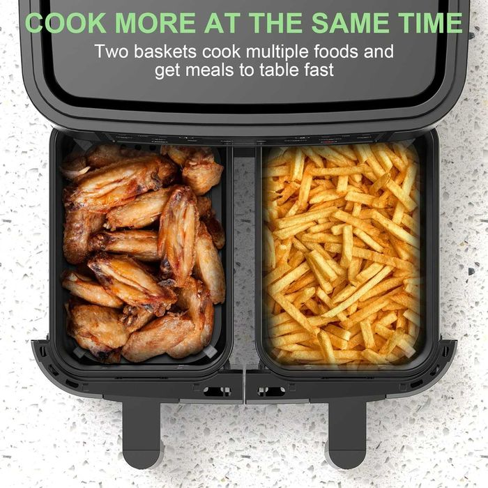 Frytkownica beztłuszczowa Dwukomorowa 9L Air Fryer Euary KDF5515DT 8w1