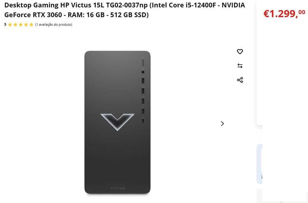 Mini PC Gaming HP Victus 15L TG02-0031np (Intel Core i5-12400F - NVIDIA GeForce RTX 3060 ti - RAM 16 GB - 512 GB Nvme