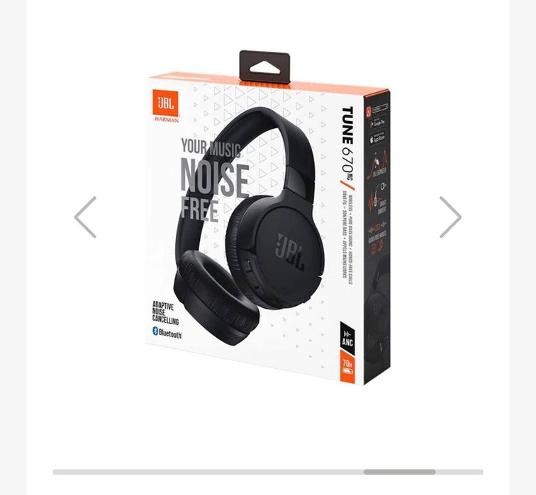 Headphones JBL Tune 670NC Noise Cancelling Bluetooth Pretos