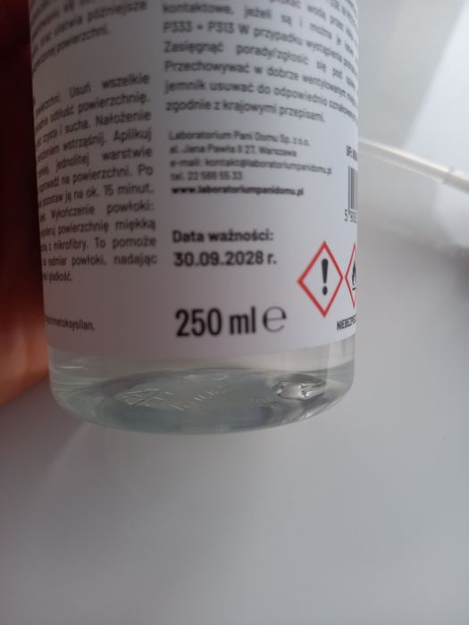 Płyn do kabiny prysznicowej, powłoka hydrofobowa