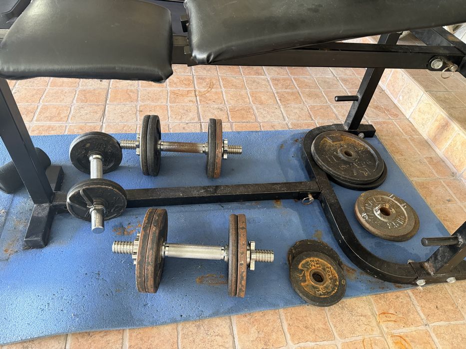 Weight Training Bench and Weights457557084965457923