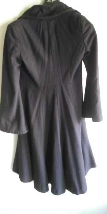 Topshop 38 czarny asymetryczny płaszcz sukienka rozszerzane rękawy