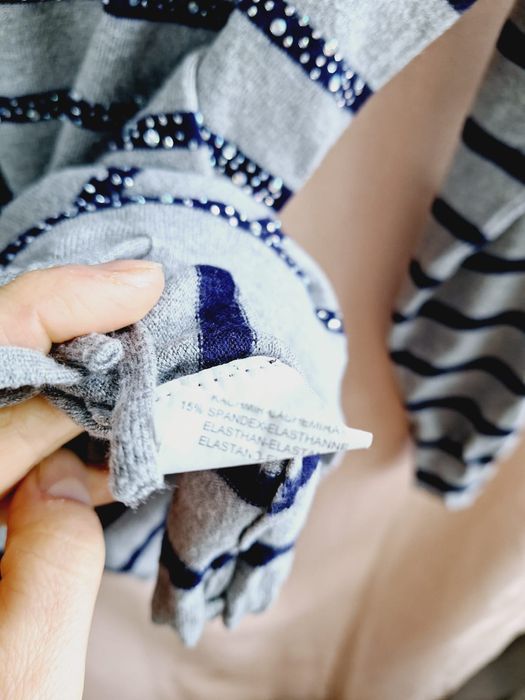 Sweter wełniany wełna kaszmir L xl w paski premium