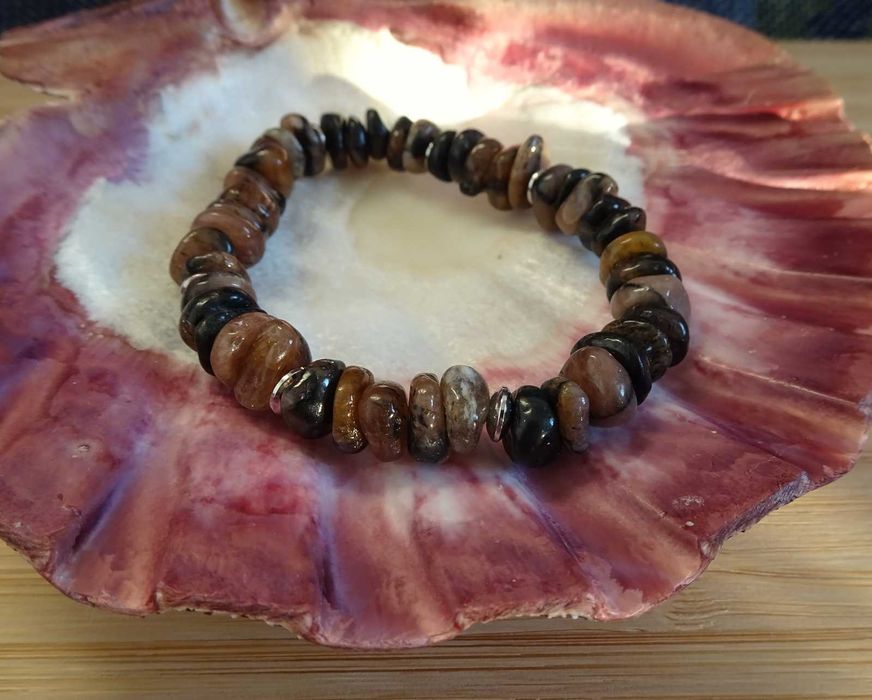 Oryginalna bransoletka Chiastolit Kamień krzyżowy UNIKAT Rękodzieło