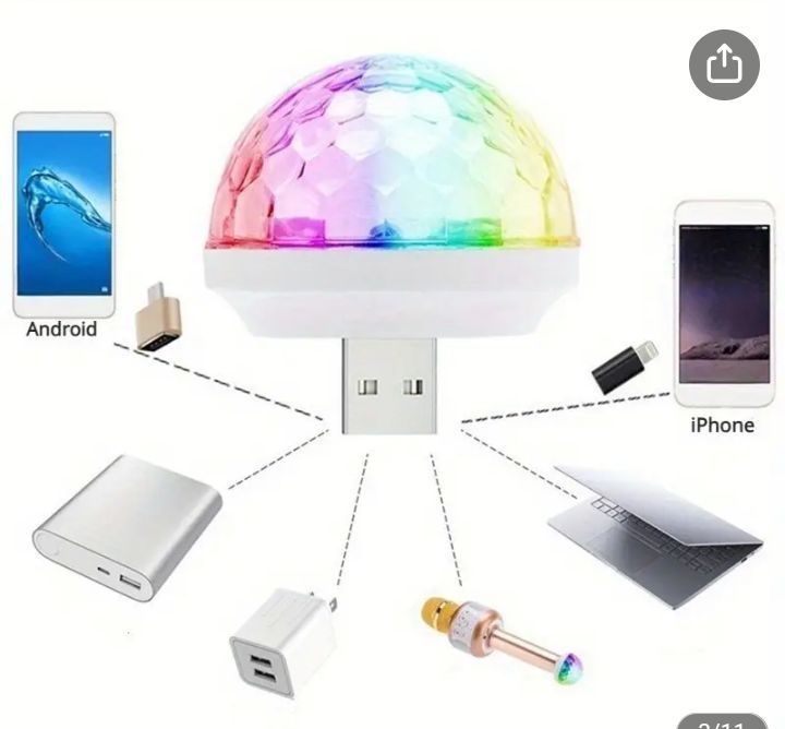 Kula led disco usb plus adapter mikro usb