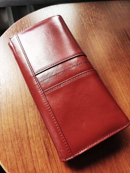 Кожаный женский Кошелек(гаманець). Красный (Коралловый)