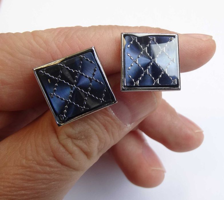 Klasyczne spinki mankietowe do koszuli niebieskie ślub wesele komunię