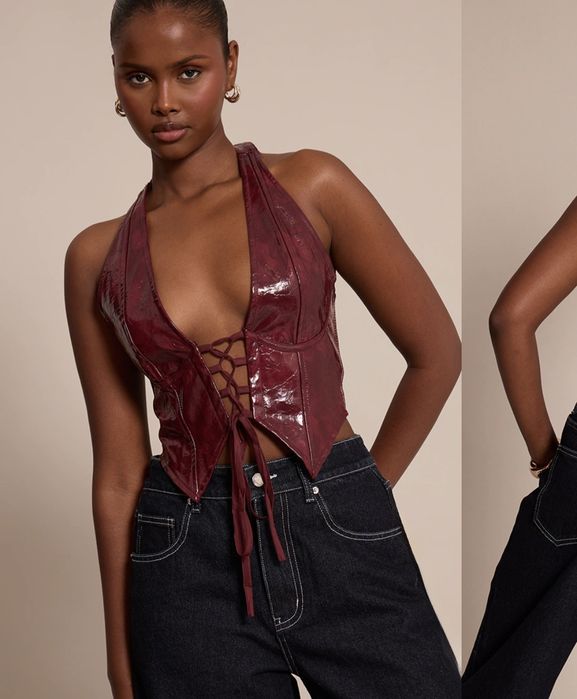 Стильний топ, корсет зі штучної шкіри